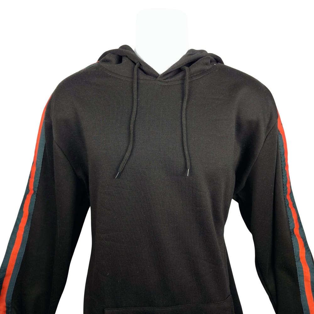 American Stitch Black Hoodie Mens XL Athletic Track Style Stripes‎